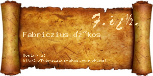 Fabriczius Ákos névjegykártya